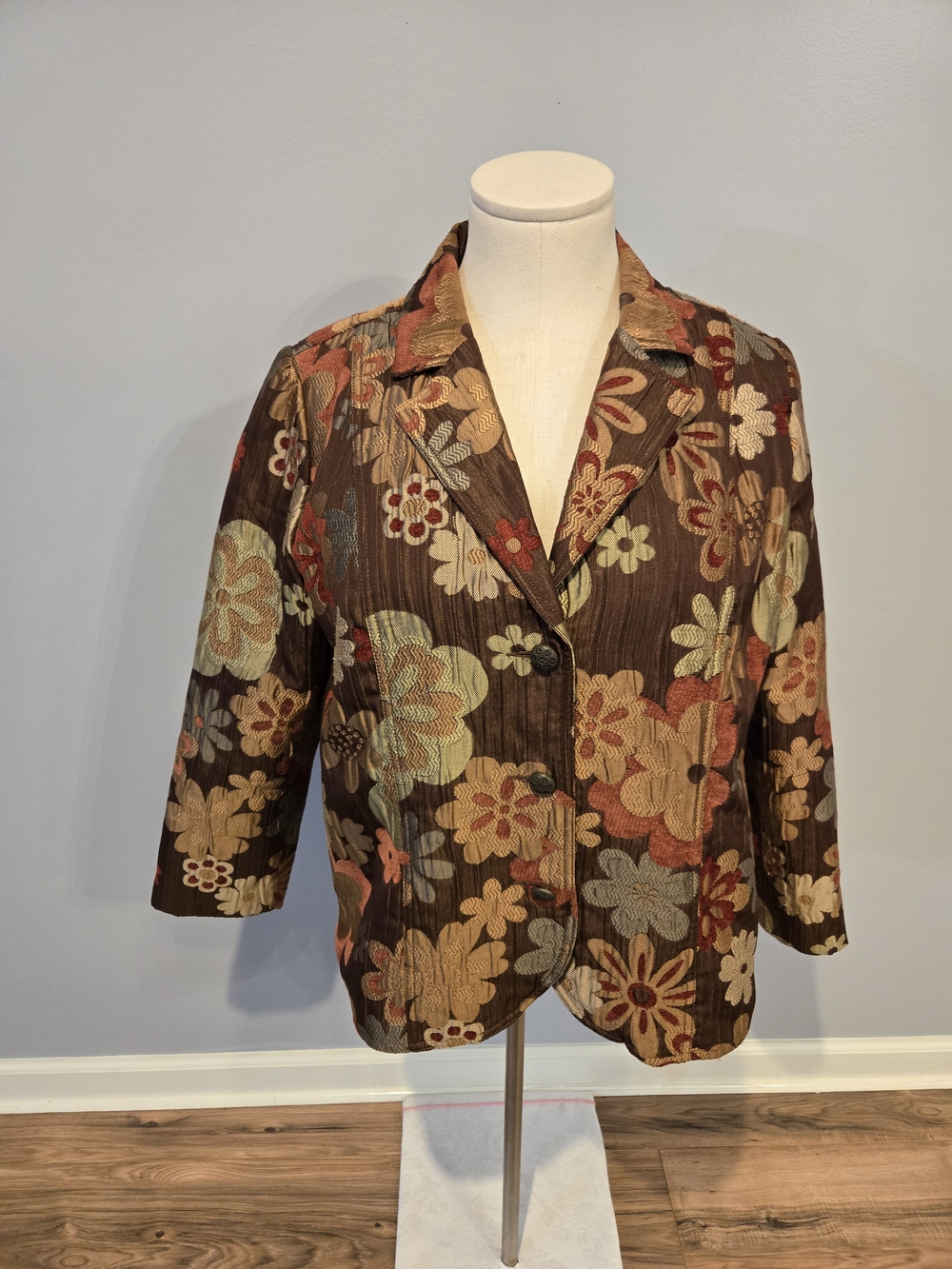 Floral Brown Women's Blazer Jacket